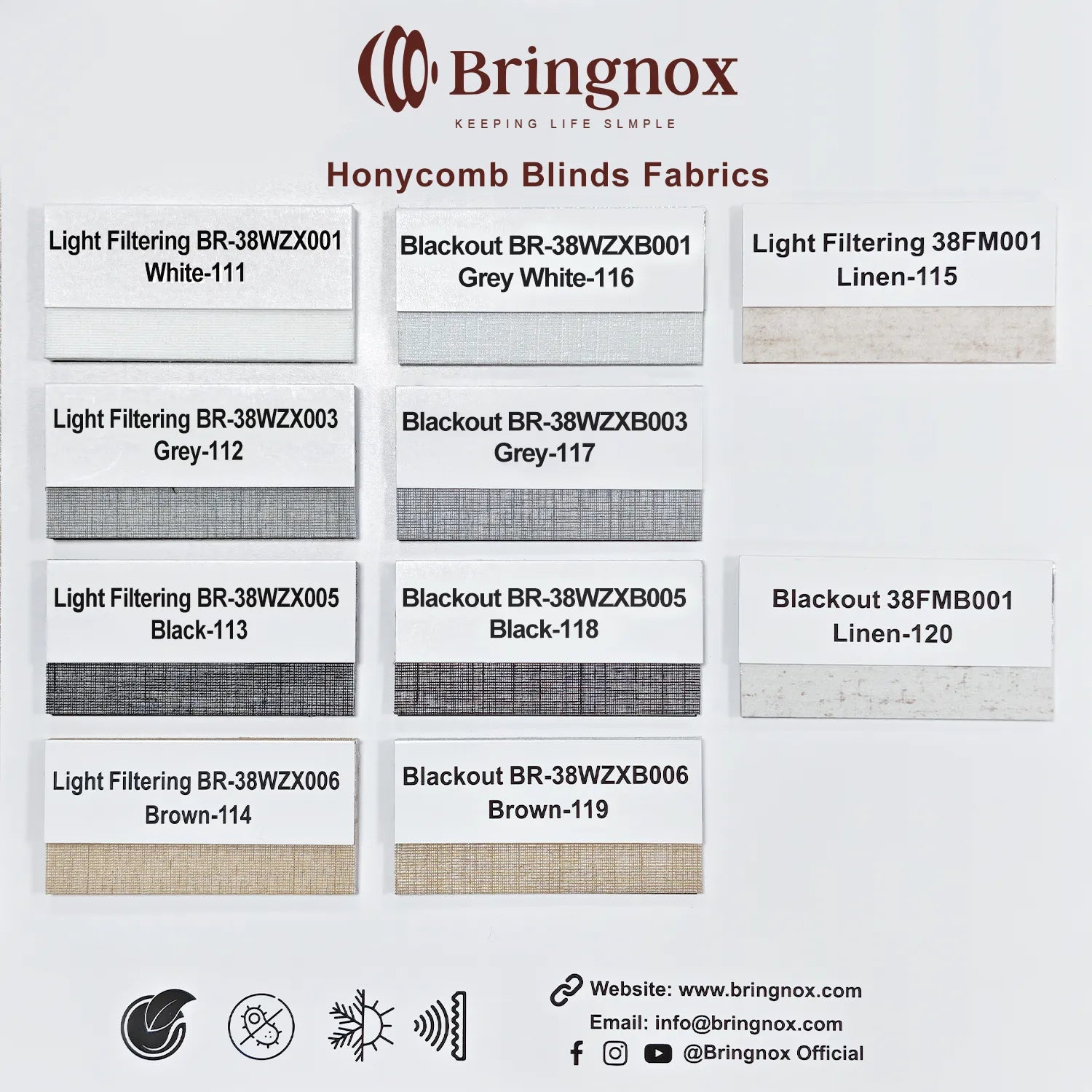 Bringnox Motorized Blinds Cellular Fabric Swatch Prestige