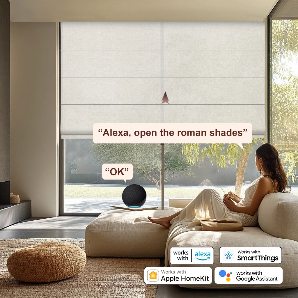 Bringnox Light Filtering 60% Blackout Motorized Roman Shades Clio