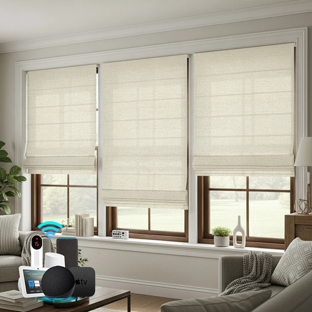 Bringnox Light Filtering 60% Blackout Motorized Roman Shades Clio