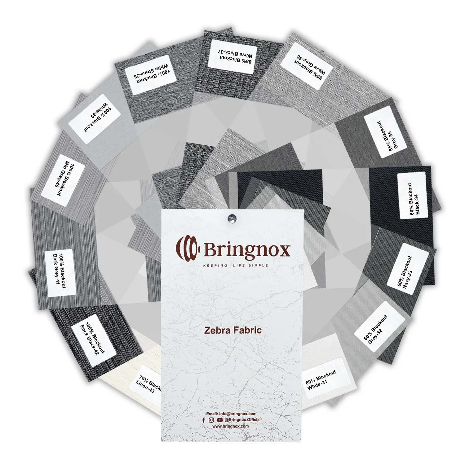 Bringnox Motorized Blinds Zebra Fabric Swatch