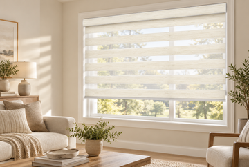 How zebra shades work in a modern living room