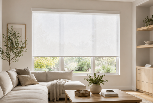 Bringnox solar shades reducing glare in a bright living room