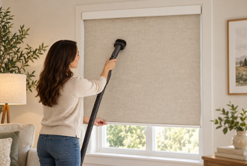 Cleaning blinds without taking them down using a soft vacuum