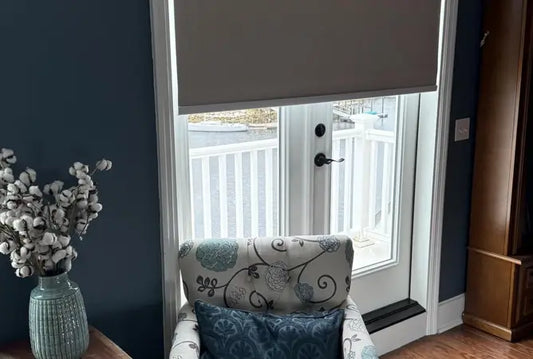 blackout roller shade in a room