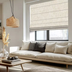 Bringnox Blackout Motorized Roman Shades Linen