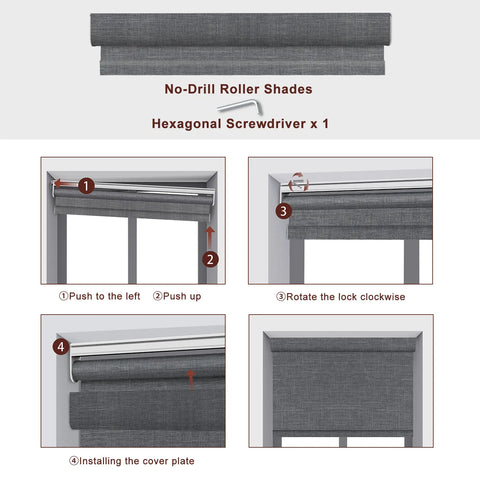 Bringnox No Drill Motorized Roller Shades 100% Blackout Westray