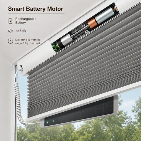 Bringnox Blackout Motorized Trapezoid Cellular Shades