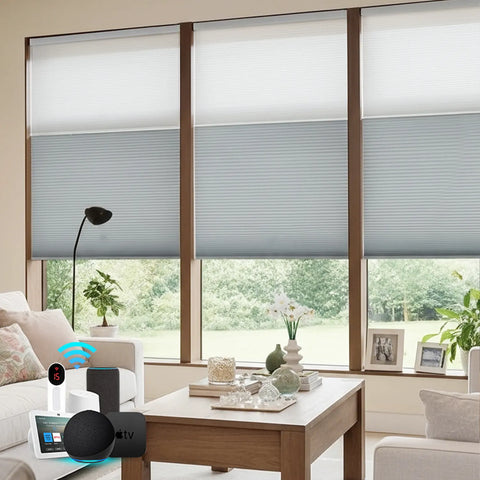 Bringnox Motorized Blackout＆Light Filtering Day Night Cellular Shades