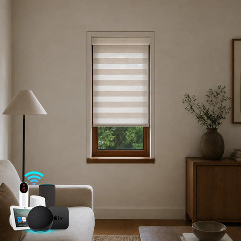 Bringnox 10-18 Inch Small Window Motorized Zebra Roller Blinds