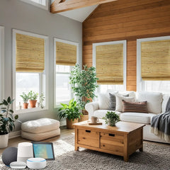 Bringnox Motorized Woven Wood Shades 50%/70%/100% Blackout