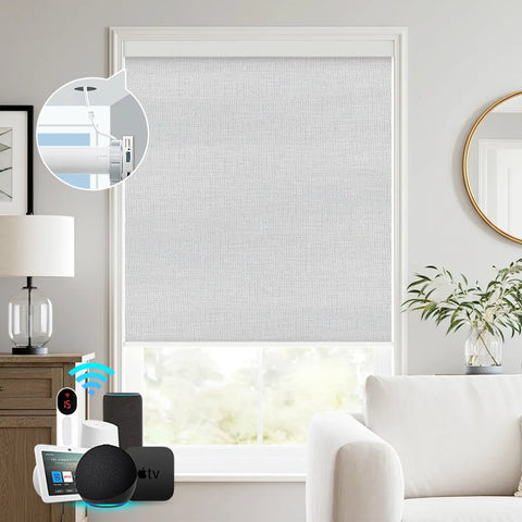 Bringnox Hardwired Motorized Roller Shades 100% Blackout Westray