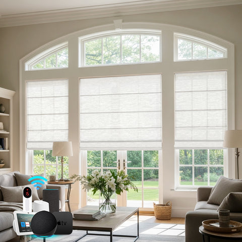 Bringnox Light Filtering 70% Blackout Motorized Roman Shades Essential