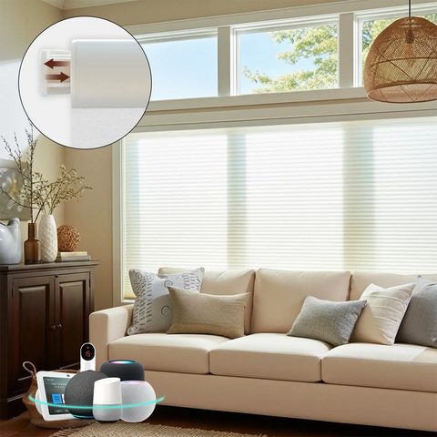 Bringnox No Drill Motorized Cellular Shades Light Filtering Prestige | Designer Textures