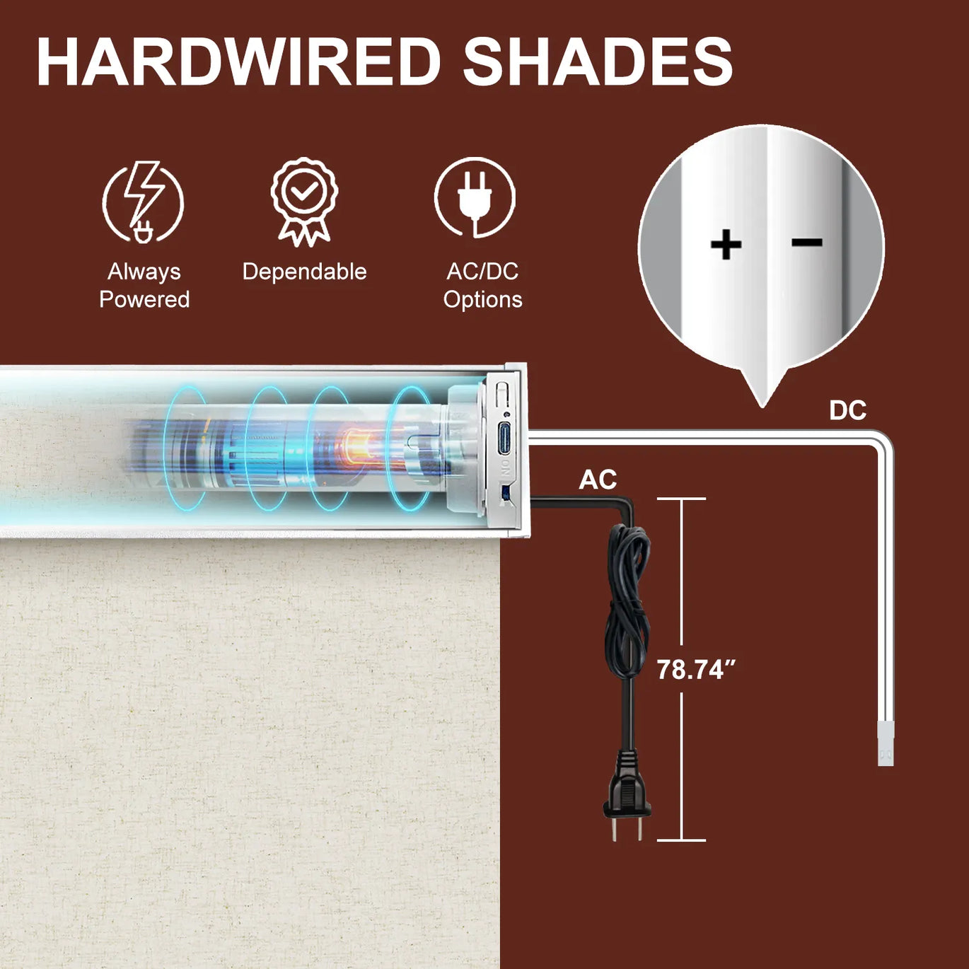 Hardwired Light Filtering Window Shades | Smooth, Battery-Free