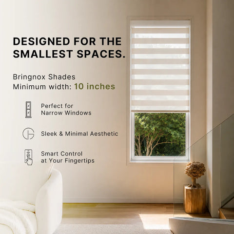 Bringnox 10-18 Inch Small Window Motorized Zebra Roller Blinds