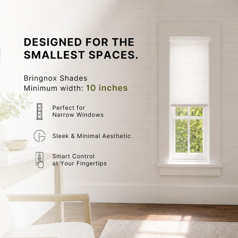 Bringnox 10-18 Inch Small Window Motorized Light Filtering Roller Shades