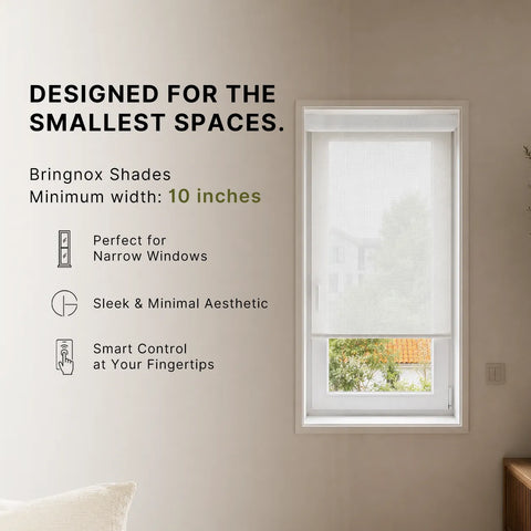 Bringnox 10-18 Inch Small Window Motorized Light Filtering Sunscreen Solar Shades Aventus