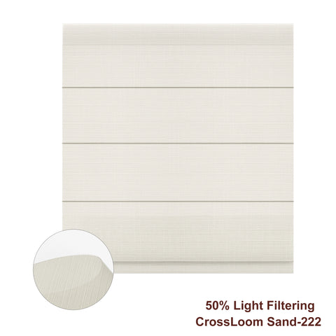 Bringnox Light Filtering 50% Blackout Motorized Roman Shades CrossLoom