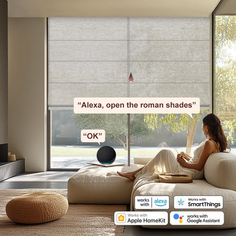 Bringnox Light Filtering 70% Blackout Motorized Roman Shades Essential