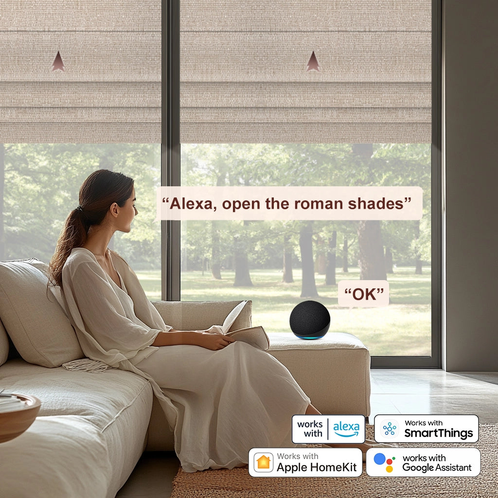 Bringnox 100% Blackout Motorized Roman Shades Safari