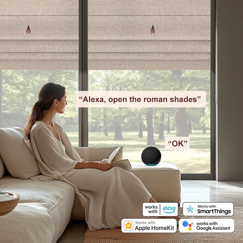 Bringnox 100% Blackout Motorized Roman Shades Safari