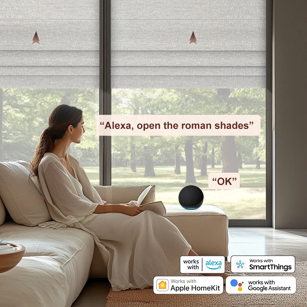 Bringnox 100% Blackout Motorized Roman Shades Dream