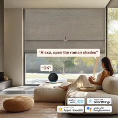 Bringnox Light Filtering Motorized Roman Shades Woven