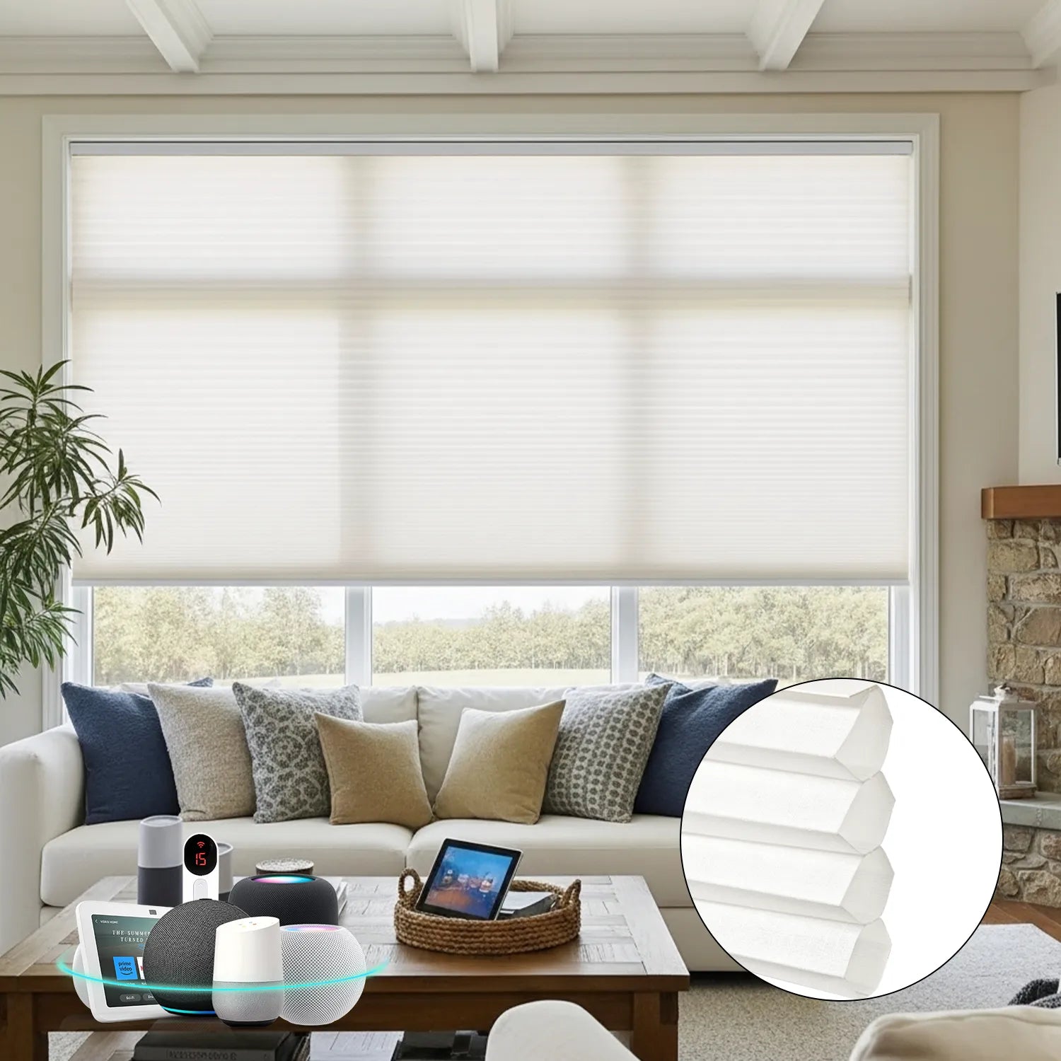 Bringnox Light Filtering Motorized Cellular Shades Prestige | Designer Textures