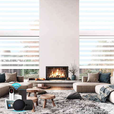 Bringnox Motorized Zebra Roller Blinds 100% Blackout Muted