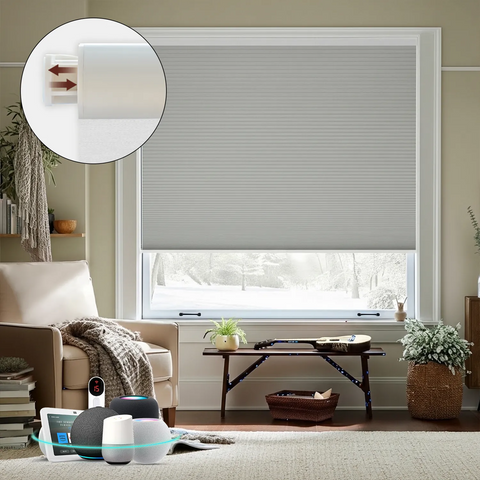 Bringnox No Drill Motorized Cellular Shades Blackout Prestige | Designer Textures