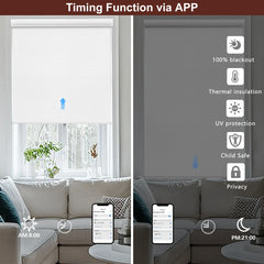 Bringnox Motorized Roller Shades 100% Blackout Treebark
