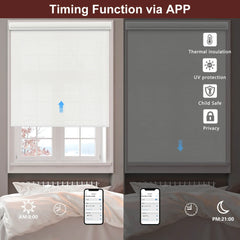 Bringnox Hardwired Motorized Light Filtering Roller Shades 70% Blackout Treebark