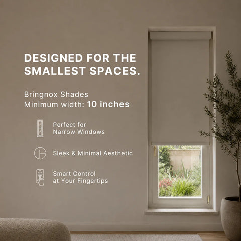 Bringnox 10-18 Inch Small Window Motorized Roller Shades 100% Blackout