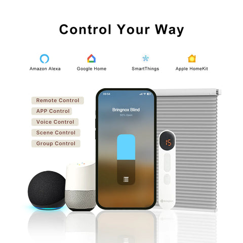 Bringnox No Drill Motorized Cellular Shades Blackout