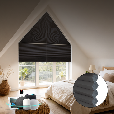 Bringnox Blackout Motorized Trapezoid Cellular Shades