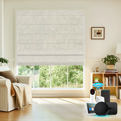 Bringnox Light Filtering Motorized Roman Shades Linen