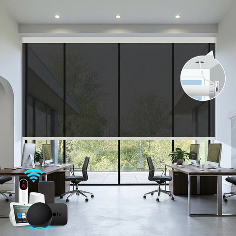 Bringnox Hardwired Motorized Light Filtering Solar Shades 1%/3%/5% Openness Aventus