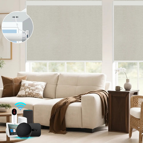 Bringnox Hardwired Motorized Roller Shades 100% Blackout Bermuda