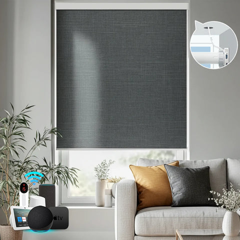 Bringnox Hardwired Motorized Roller Shades 100% Blackout Bouvardia