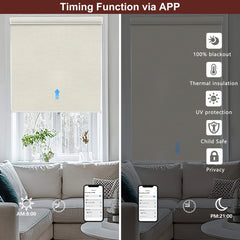 Bringnox Motorized Roller Shades 100% Blackout Linen
