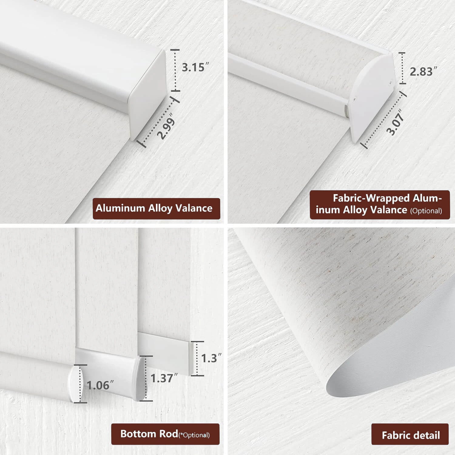 Bringnox Motorized Roller Shades 100% Blackout Linen Details