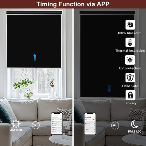 Bringnox Hardwired Motorized Roller Shades 100% Blackout Vinyl