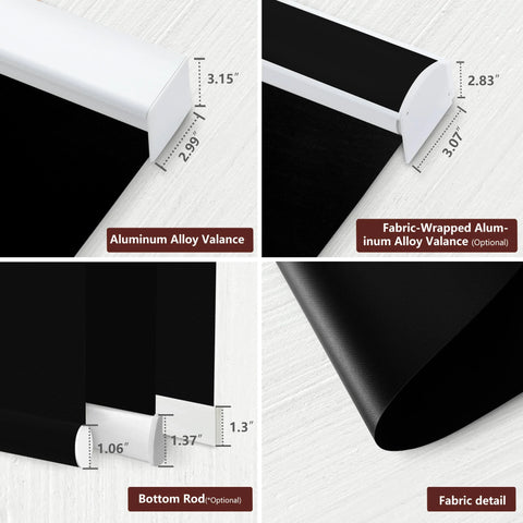 Bringnox Hardwired Motorized Roller Shades 100% Blackout Vinyl