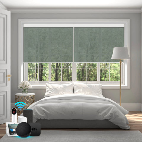 Bringnox Motorized Light Filtering Roller Shades 50% Blackout Sunscreen