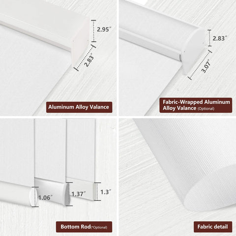 Bringnox Hardwired Motorized Light Filtering Roller Shades 70% Blackout Essential