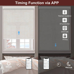 Bringnox Hardwired Motorized Light Filtering Roller Shades 70% Blackout Linen