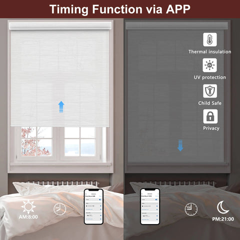 Bringnox Motorized Light Filtering Roller Shades 70% Blackout Safari APP