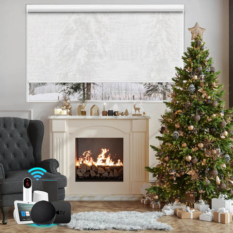 Bringnox Motorized Light Filtering Roller Shades 70% Blackout Safari