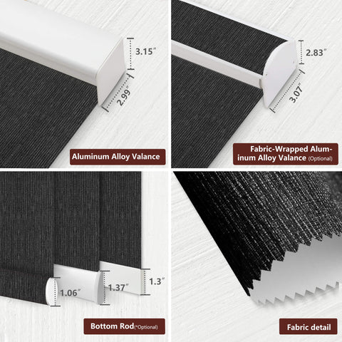 Bringnox Motorized Roller Shades 100% Blackout Size