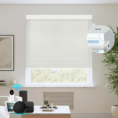 Bringnox Hardwired Motorized Light Filtering Roller Shades 70% Blackout Treebark